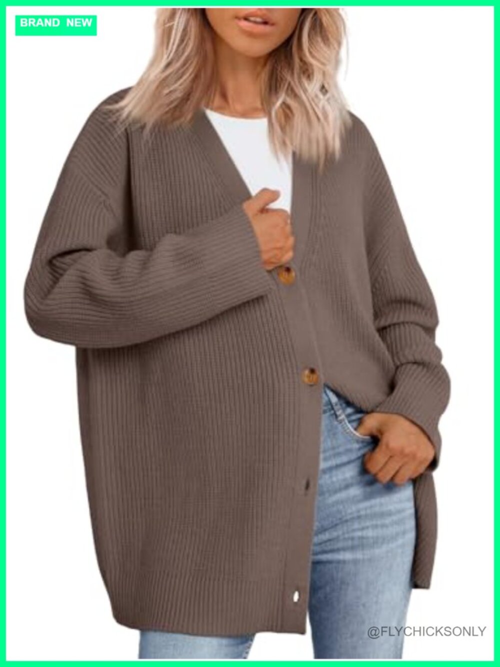Oversized Open Front Cardigan Chunky Knit Sweater V-Neck Long Sleeve